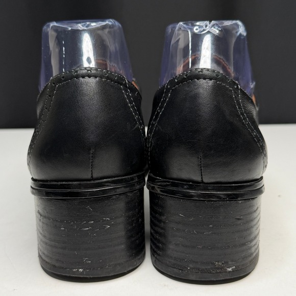 Vtg Y2K Naturalizer Oxford Shoes 9 Black Leather Lace Up Chunky Heel Square Toe - Picture 3 of 11